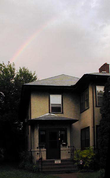 Rainbow, looking east over our house 