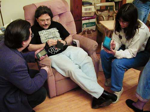 Patrick, Lenny, and Karen compare schedules 