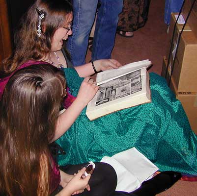 Lydy admiring birthday present