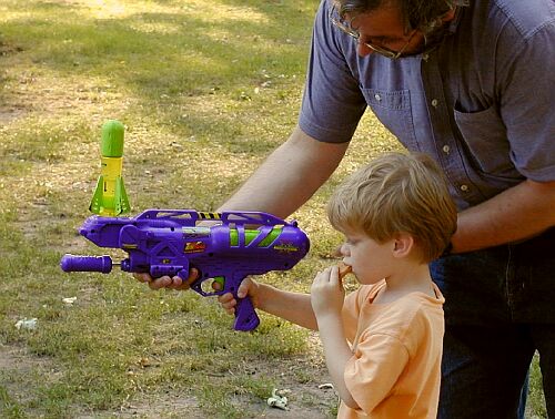 William, preparing for test launch, with Mark