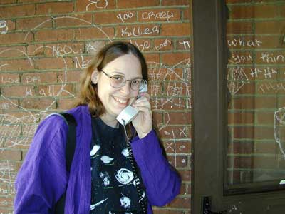 Lydy on the porch of the house she lived in. 