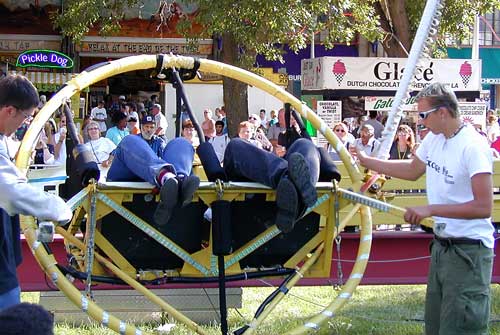 Beth and Patrick are strapped in 