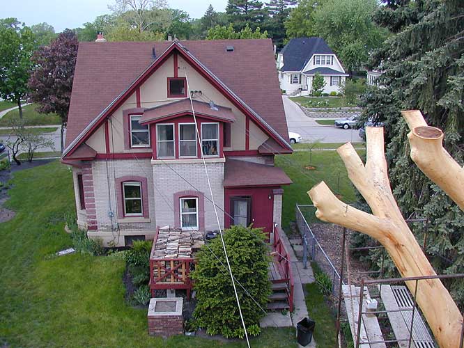 Aerial view of house from back