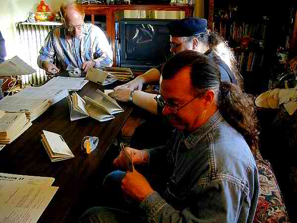 Bill, David, Tony, in mixed lighting