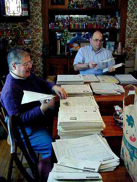 Magenta and Scott, still collating