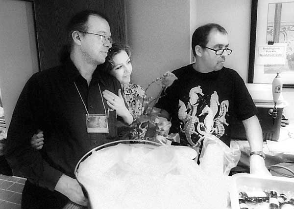 David Schroth, Laura Jean Fish, Larry Sanderson, at the bar