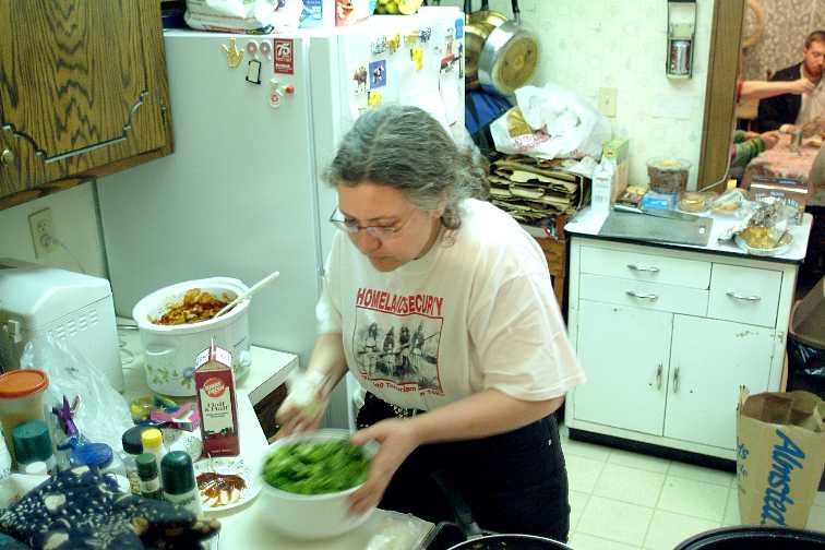 Catherine Crockett preparing cream of con-suite soup