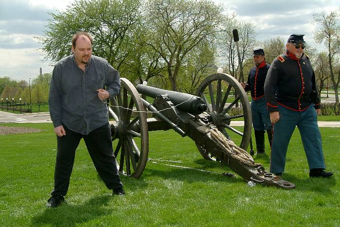 Ron Helwig fires the cannon