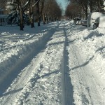 View down the tracks of a side street