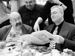 David G. Hartwell with Gene Wolfe at the 2002 World Fantasy Convention in Minneapolsi
