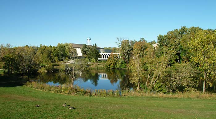 Goodhue and Recreation Center across Lyman Lakes