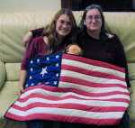 Katie and Irene, with recent baby quilt (by Katie) 